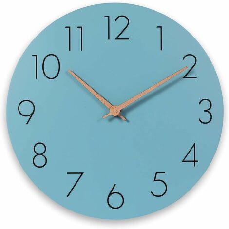 Green Mobility-Horloge murale en bois de 30 cm Sans cadre pour le salon, alimentée par batterie