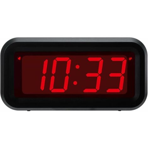 Green Mobility-Horloge numérique de bureau avec grand écran de 1,2 alimenté par batterie (noir)
