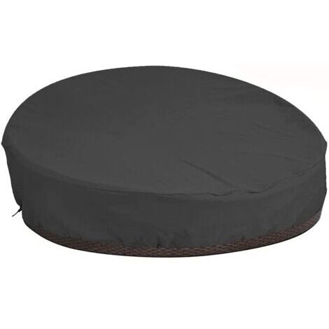 Green Mobility-Housse de Protection Canapé lit Rond avec Bandoulière & Manipuler, Housse Lit de Jardin Imperméable, Housse Bain de Soleil Rond en Oxford 210D, Anti-Vent - Noir (D228×H83cm)