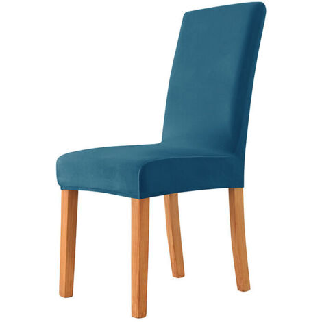 Green Mobility-Housses de chaise en velours extensible pour chaises de salle à manger Lot de 2 housses de chaise de salle à manger amovibles en velours Housses de chaise en peluche (bleu paon, 2)
