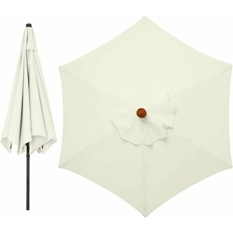 Green Mobility-Housses de rechange pour parasol 3 mètres 6 bras Parasol de rechange pour auvent de jardin Housse de rechange pour parasol, auvent uniquement (blanc crème)