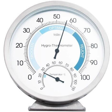 Green Mobility-Hygromètre/thermomètre intérieur/extérieur 5" Jauge d'humidité Moniteur de température et d'humidité Compteur en acier inoxydable Moniteur de température et d'humidité Intérieur/extérie