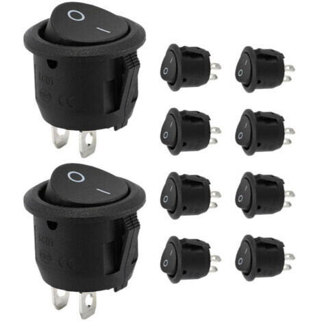 Green Mobility-Interrupteur  12V (lot de 10), interrupteur rond noir, bouton-poussoir, bouton 12V, interrupteur 10A/125V, interrupteur 6A/250V, interrupteur électronique pour voiture et micro-interrup