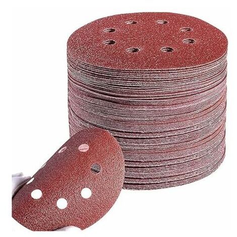 Green Mobility-Jeu de disques abrasifs 125 mm │ 100 feuilles de papier abrasif rond 8 trous │ 20x grain P40/P60/P80/P120/P240 │ Jeu de disques abrasifs pour ponceuses orbitales pour bois peinture méta