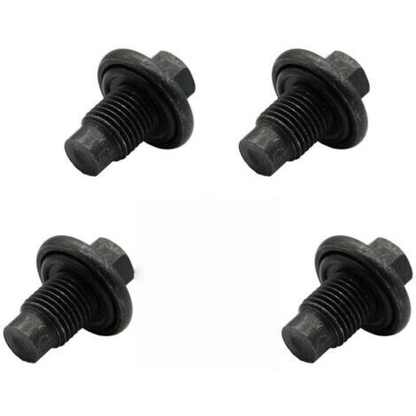 Green Mobility-Kit de 4 bouchons de vidange d'huile  avec joints M14x1,5, bouchon de vidange d'huile en acier au carbone à visser avec rebord, bouchon de vidange d'huile rainuré avec capuchon