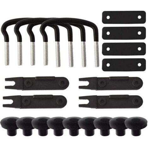 Green Mobility-Kit de fixation universel pour coffre de toit  en acier inoxydable, 4 pièces, avec 8 écrous de blocage et 2 sangles
