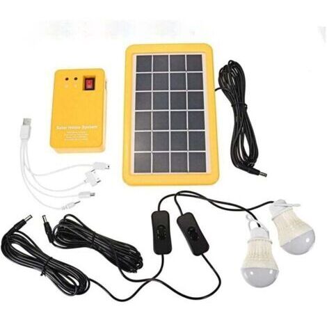 Green Mobility-Kit Panneau Solaire Domestique 3 Ampoules LED Éclairage Secours 4 Ports USB Jardin Extérieur