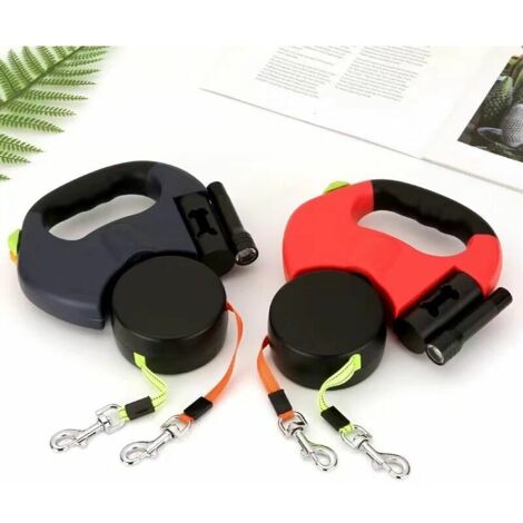 Green Mobility-Laisse Double pour Chien Rétractable avec Deux Longs Cordons de 3 Mètres, Laisse pour Chien Double à 360 ° sans Enchevêtrement pour Promener Deux Chiens Jusqu'à 50 LB（noir）