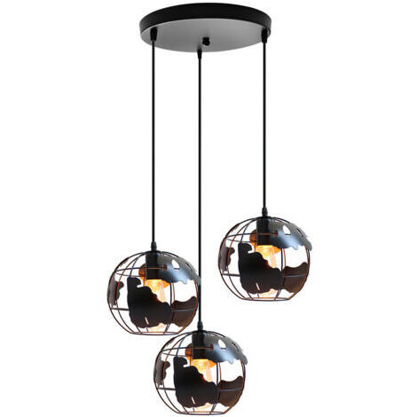 Green Mobility-Lampe À Suspension Rétro Vintage En Métal Noir 3 Lumières Plafonnier Industriel Créatif Pour Chambre À Coucher, Café Et Bar