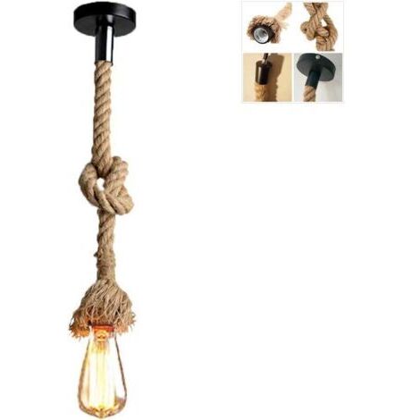 Green Mobility-Lampe À Suspension Rétro Vintage Suspension En Corde De Chanvre (100CM) E27 Lustre Antique Pour Salle À Manger, Bar, Restaurant