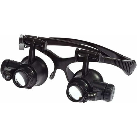 Green Mobility-LED Loupe Montée Tête10X 15X 20X 25X Lentille Optique Verre Double Yeux Loupe avec Lumière LED Outils Mesure Réparation Montre Bijoutier UC02