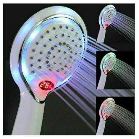 Green Mobility-LED Pommeau de Douche Douchette, 3 Couleurs Contrôle de Température Tête De Douche, Pommeau Douche Led Temperature, Pulvérisateur de Douche à Contrôle de Température
