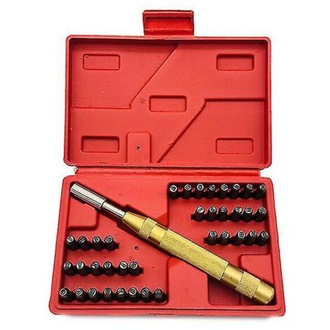 Green Mobility-Lettre à frapper, kit de 38 lettres et chiffres à frapper en acier avec poinçon à frapper automatique de 3 mm