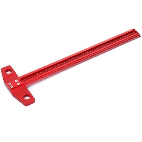 Green Mobility-Ligne de travail du bois Scriber T-type Ruler 1mm Hole Crossed Ruler Jauge de marquage en alliage d'aluminium - 300mm