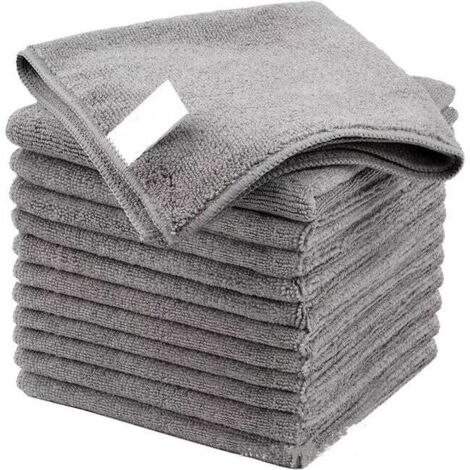 Green Mobility-Lot de 12 Chiffons de Nettoyage, Serviettes en Microfibre Tout Usage, Taille 30 x 30 cm Gris