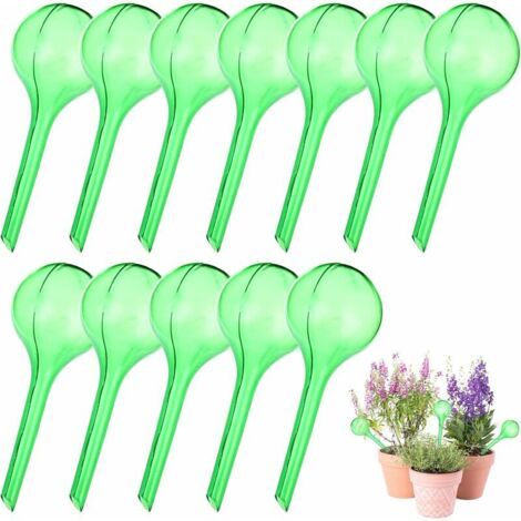 Green Mobility-Lot de 12 Petits Globes d'Arrosage en Verre Synthétique pour Plantes d'Intérieur - Bulbes Goute à Goute Arrosage 4 cm de Diamètre-Matériel d'Arrosage Automatique en PVC pour Plantes