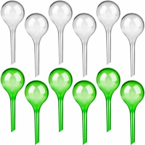 Green Mobility-Lot de 12 Petits Globes d'Arrosage en Verre Synthétique pour Plantes d'Intérieur - Bulbes Goute à Goute Arrosage 5,1 cm de Diamètre-Matériel d'Arrosage Automatique en PVC pour Plantes