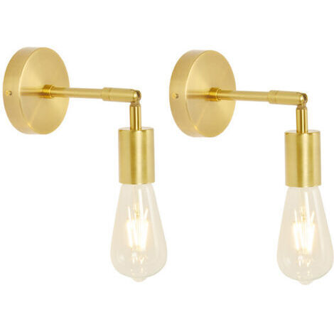 Green Mobility-Lot de 2 appliques murales salle de bain en laiton brossé vintage – E27 dimmable – Compatible ampoules Edison et LED – Installation rapide