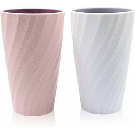 Green Mobility-Lot de 2 gobelets incassables pour salle de bain, doux et durables, pour brosse à dents de salle de bain (blanc et rose)