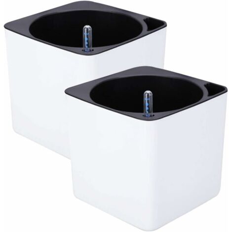 Green Mobility-Lot de 2 pots de fleurs auto-arrosants avec système d'irrigation pour orchidées, pots en plastique, pots de fleurs, pots de culture pour l'intérieur et l'extérieur