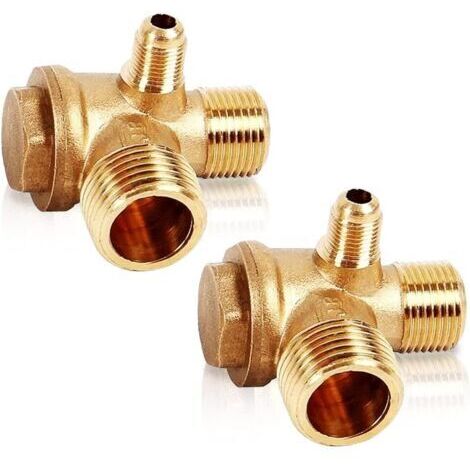 Green Mobility-Lot de 2 vannes anti-retour 3 voies en laiton – Filetage externe 20 × 16 × 10 mm – Résistance à la corrosion – Pour compresseurs d'air