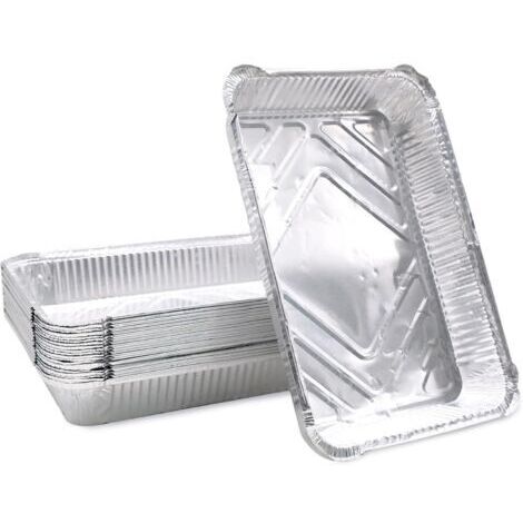 Green Mobility-Lot de 20 plateaux de cuisson jetables en aluminium pour barbecue à gaz, charbon de bois et four, pour viande, poisson, légumes, 31,5 x 21,5 x 5 cm