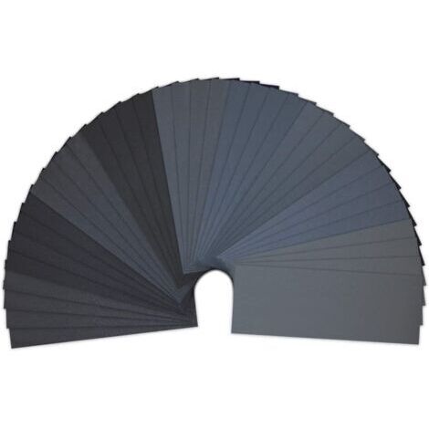 Green Mobility-Lot de 36 feuilles abrasives 23 x 9,3 cm – Assortiment grains 400 à 3000 – Pour ponçage bois, métal et plastiques – Papier au carbure de tungstène