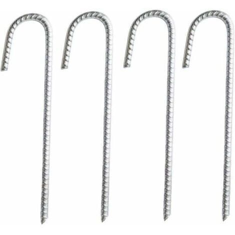 Green Mobility-Lot de 4 piquets d'ancrage en acier galvanisé, barres en J robustes pour tentes, chapiteaux, trampolines, camping et filets