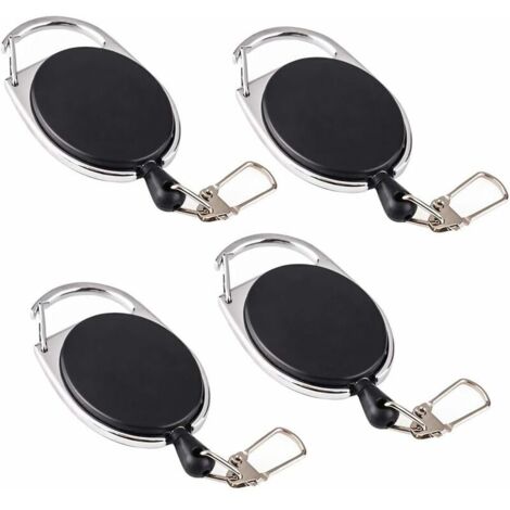 Green Mobility-Lot de 4 Porte-clés de sécurité avec cordon rétractable très résistant en nylon pour clip de ceinture élastique, noir pour homme