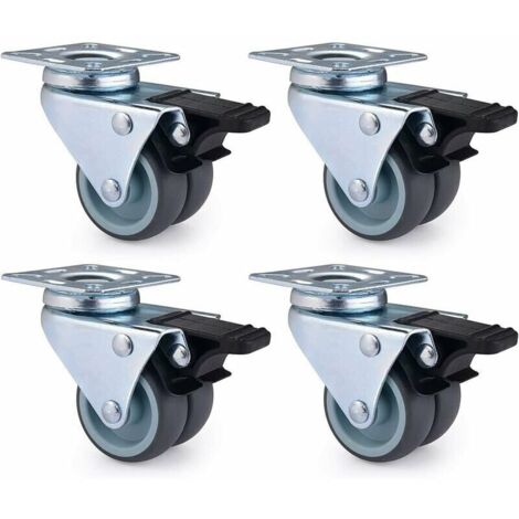 Green Mobility-Lot de 4 Roulettes Pivotantes Ultrarésistantes avec Frein d’arrêt pour Meubles Capacité 600 kg