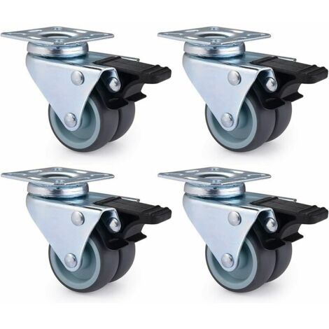 Green Mobility-Lot de 4 Roulettes Pivotantes Ultrarésistantes avec Frein d’arrêt pour Meubles Capacité 600 kg