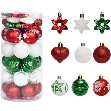 Green Mobility-Lot de 41 boules de Noël incassables rouges et blanches, décoration intérieure et extérieure avec inscription « Joyeux Noël ».