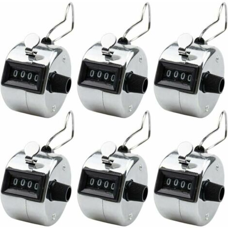 Green Mobility-Lot de 6 Compteur Manuel 4 Chiffres Anneau Numérateurs Mécaniques à Clic Main pour Compte de Personnes ou Points - 4,5 x 4,5 x 3cm