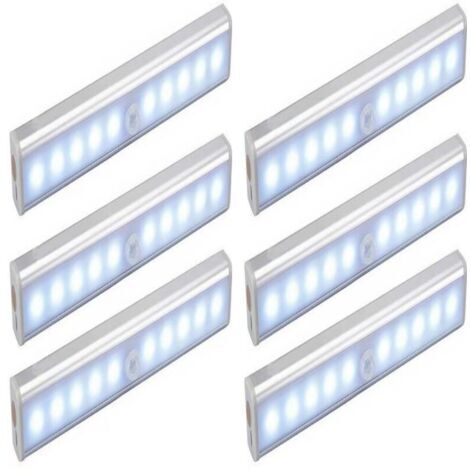 Green Mobility-Lot de 6 Lampes 10 LED, Sans Fil, Rechargeable par USB, Aimanté, Détecteur de Mouvement, Portable. Lumière de Placard, Baladeuse de Secours, Veilleuse Enfant, Appoint