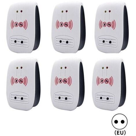 Green Mobility-Lot de 6 répulsifs ultrasoniques, répulsif électronique ultrasonique d'intérieur contre les insectes, moustiques, souris, fourmis et cafards - (Version améliorée, prise standard europée