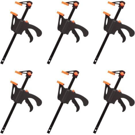 Green Mobility-Lot de 6 Serre-joints en Forme de F, Serre Joint avec Serrage Rapide et Facile, Outils à Main pour Menuiserie, Porte en Bois(4pouces)