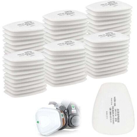 Green Mobility-Lot de 60 filtres en coton 3M, filtre pour masque facial complet, filtre à insertion 5N11 CN, filtre en coton pour filtres 6000, 6200, 6800, 7501, 7502, FF402 (blanc)