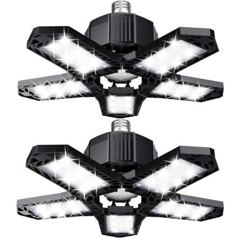 Green Mobility-Lot de LED de garage - 120 W - 12000 lm - Lampe d'atelier - Plafonniers déformables - Panneaux E26/E27 -2 lampes