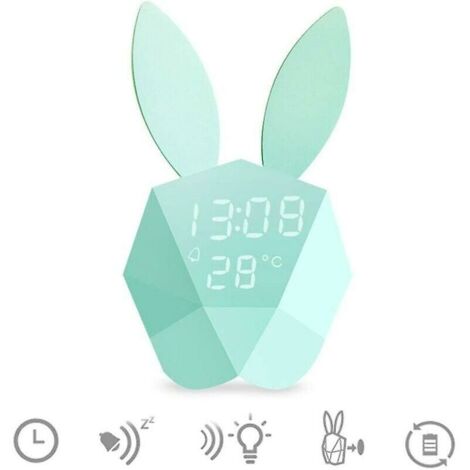 Green Mobility-Lovely rabbit LED lampe de chevet + fonction réveil intégrée Pile au lithium