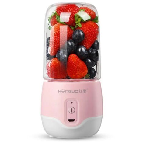 Green Mobility-Machine à jus,Mini presse-agrumes électrique Portable, Rechargeable par USB, 4 lames, 300ML,rose