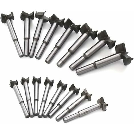 Green Mobility-Meche Bois Forstner Foret 15-35mm 16PCS, Carbone Acier à Haute Vitesse Trépan pour Bois Scie à poinçonner Dalles en Bois Trous de perçage pour Aile Plate Charnière en carbure cémenté