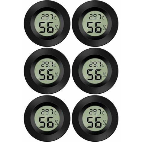 Green Mobility-Mini Digital LCD Thermomètre Hygromètre Température Humidité -5070℃ 10%99% RH Thermomètre Portable Thermo Hygromètre Indicateur pour Bureau Cuisine Humidors Incubateurs Reptiles (6 PCS