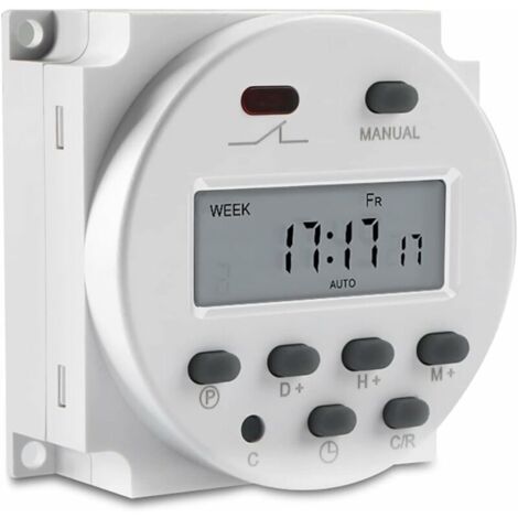 Green Mobility-Minuterie LCD numérique, programmable, CN101A DC 12V, Affichage à Cristaux liquides Commande de Relais de minuterie hebdomadaire d'alimentation LCD numérique avec Couvercle étanche Blan