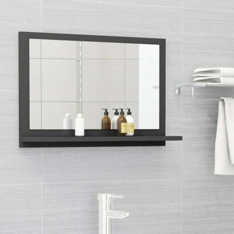 Green Mobility-Miroir de salle de bain Gris 60x10,5x37 cm Agglomere