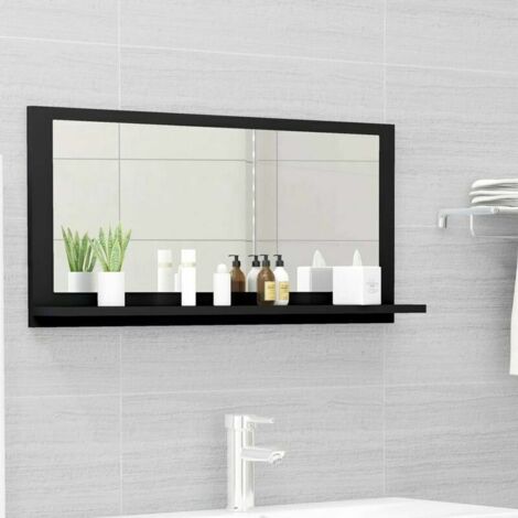 Green Mobility-Miroir de salle de bain Noir 80x10,5x37 cm Agglomere