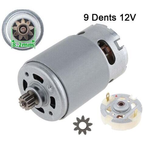 Green Mobility-Moteur CC  RS550 à 9 dents - Moteur à balais - 12 V, avec 1 pignon à 9 dents et porte-balais.