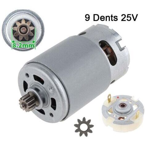 Green Mobility-Moteur CC  RS550 à 9 dents - Moteur à balais - 25 V, avec 1 pignon à 9 dents et porte-balais.