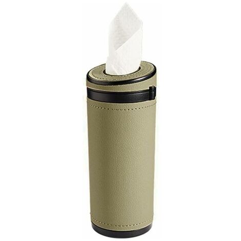 Green Mobility-Mouchoirs Porte-Gobelet de Voiture, Universel Distributeur de Mouchoirs en Cuir PU Boîte de Mouchoirs en Papier Porte-Serviettes de Cylindre Polyvalente pour Voiture Bureau,Beige