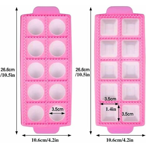 Green Mobility-Moules à Raviolis,Moule à Won ton Rond/ Moule à Won Ton Carré, 10 PièCes Pour PâTes Moule et PâTe Pression (Rose, 26.5  10.5  2cm)2