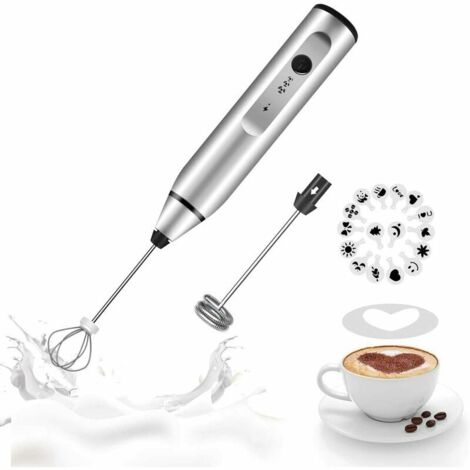 Green Mobility-Mousseur à lait portatif, mélangeur à fouet rechargeable pour café avec pochoirs artistiques, mélangeur à café pour cappuccino, match de chocolat chaud, Frappe, chocolat chaud, fouet à